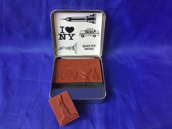 Stempelset New York in Metallbox ( Boxgrösse mit 4 Stempel ca 9 x 9 cm )